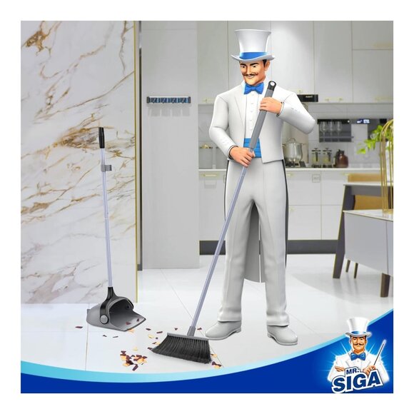 MR.SIGA Adjustable Broom and Dustpan Set, Upright, Large Capacity, for Hard Floo - Picture 2 of 6